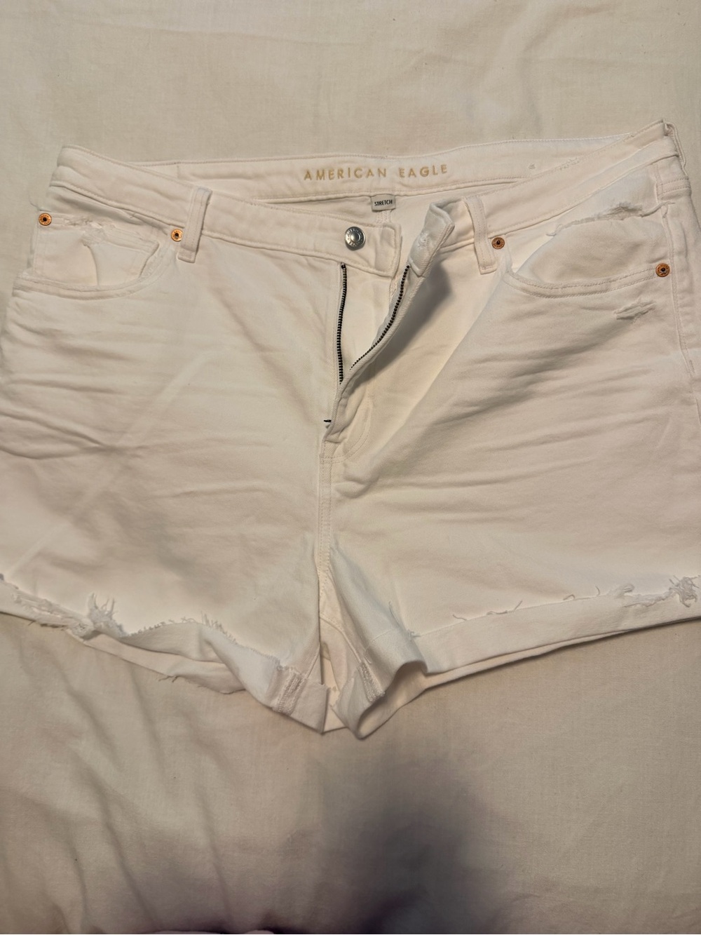 American Eagle Outfitters White Denim Cutoff Shorts - Raw Hem